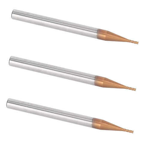 4 Flute Tungsten Carbide Milling Cutter for CNC Woodworking and Precision Engraving, 1x50x4T End Mill with 10mm Blade Length, close-up view.