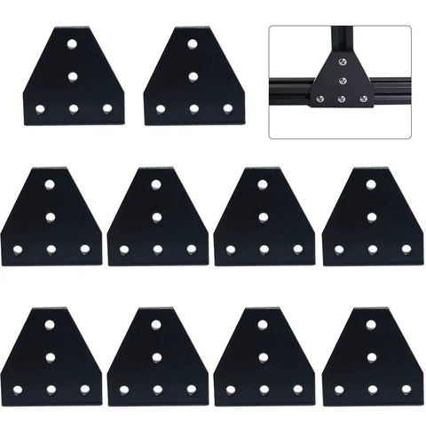 10 Pcs Anodised 90 Degree T Shape Corner Bracket Plate With Five Holes For 20x20mm Aluminum Extrusion Profile Black