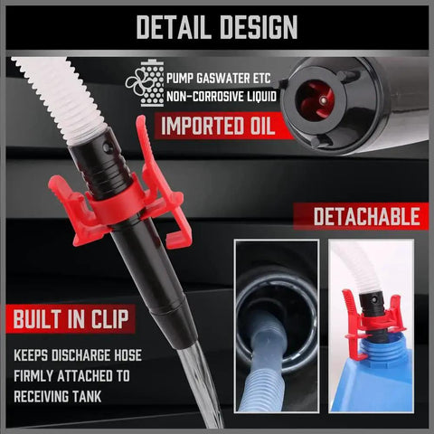 Electric Hand Pump Portable Battery Powered Transfer Pump Multi Use Siphon Liquid Extractor with built-in clip and detachable features
