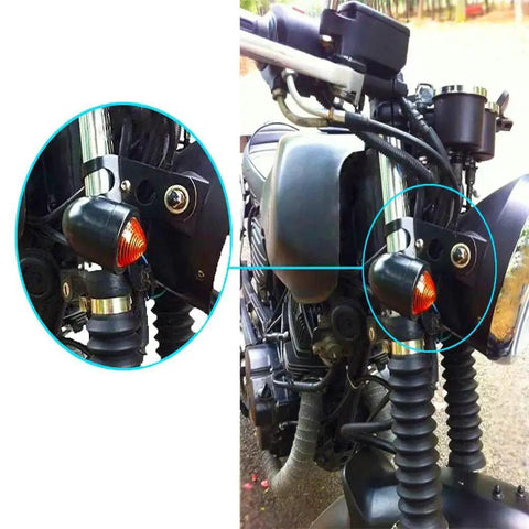 Installed Metal Motorcycle Turn Signal Mount Bracket Clamp For 30 To 45 Millimeter Fork Tubes Chrome Finish 1 Pair