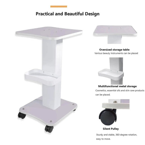 Esthetician Trolley Cart With Silent Wheels For Spa And Beauty Salon, three-tier design, practical and beautiful, 220 lb support