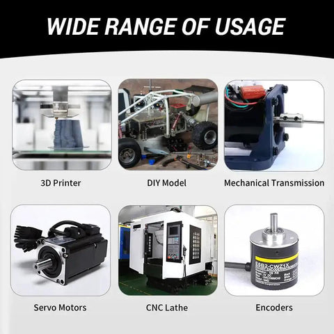 Wide range of usage for Beefy 12mm To 12mm Universal Joint Coupling in RC cars, robots, 3D printers, CNC lathes, servo motors, encoders.