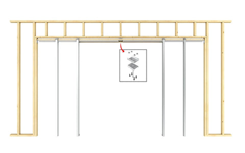 Pocket Door Frame Kit With 220 Lbs Two Way Soft Close For Double Doors 48 To 72 Inches Wide And 80 Inches High DIY Friendly Hidden System