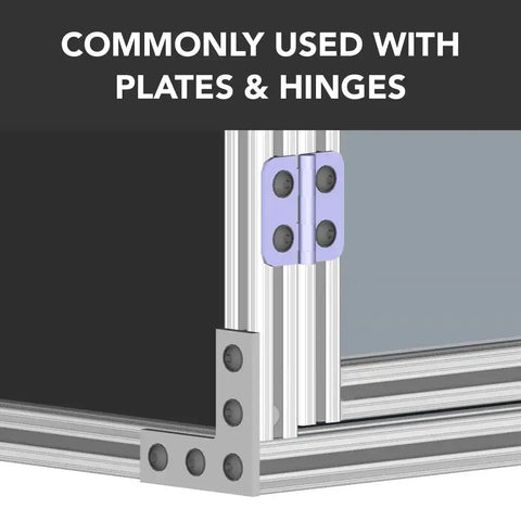 Centered Slide In Economy T Nuts used with plates and hinges on 1 inch 10 Series Aluminum Extrusions Eighty Twenty Style Profiles