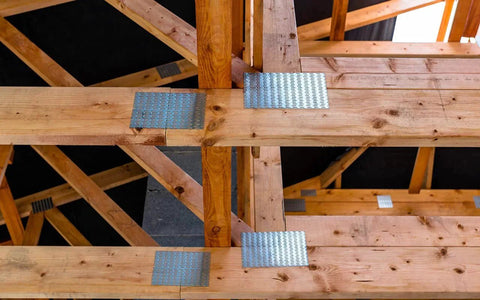 Ten Pack Truss Plates 4x6 Inch Pronged Mending Plates With Nail Teeth For Wood Trusses Construction on oak beams