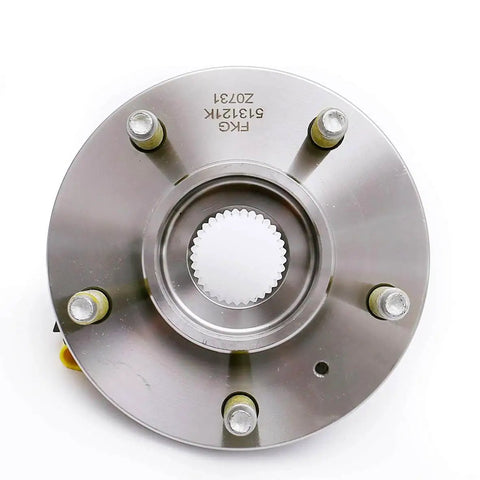 Front Wheel Hub Bearing Assembly Single Unit 513121, 5-Lug with ABS, top view showing 5 bolts and polished surface