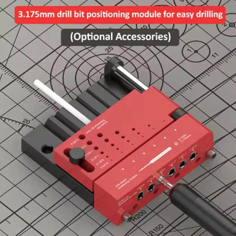 Pro Grade Round Rod Center Locator And Drill Shank Positioning Module Drill Guide Jig for precise hole drilling, front view