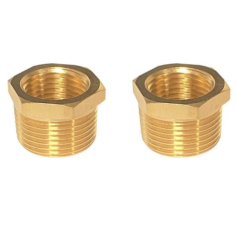 3/4 To 1/2 Brass NPT Pipe Fitting Reducer Adapter Male To Female Hex Bushing Connector Pack Of 2 For Plumbing Projects