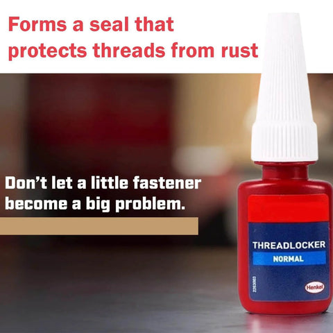 Medium Strength Thread Locker Adhesive For Nuts Bolts And Screws Removable Locking Glue 5 Gram Bottle shown on a table surface.