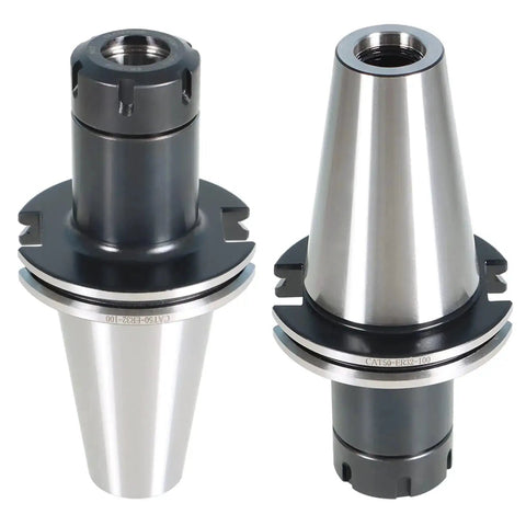 Two Pack CAT50 ER32 100 Collet Chuck And 4 Inch Extension Tool Holder Set for CNC engraving and milling lathe, front view.