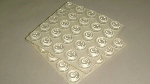 Sound Dampening Door Bumpers Half Inch Dia 5mm Height Soft Durometer Two Stage Impact With Clear Adhesive Sheet Of 100