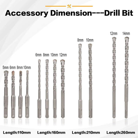 All In One 17 Piece Rotary Hammer Drill Bit Set With SDS Plus Bits And YG8C Carbide Tips For Concrete And Masonry