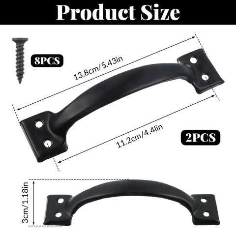 Two 5.5 Inch Black Door Pulls With Mounting Screws For Sliding Doors Cabinets Closets Drawers Gates Garages And Sheds Matte Modern Handle Hardware Includes 8 Screws