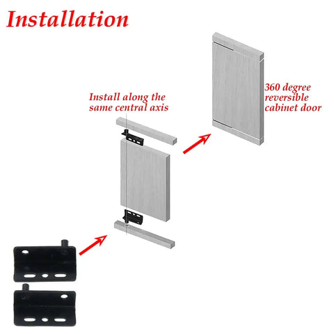 Installation guide for 12 Pcs Pivot Hinges 1.57 Inch Concealed Heavy Duty Iron Hardware For Wood Doors Cabinets Drawers With 8mm Holes Black