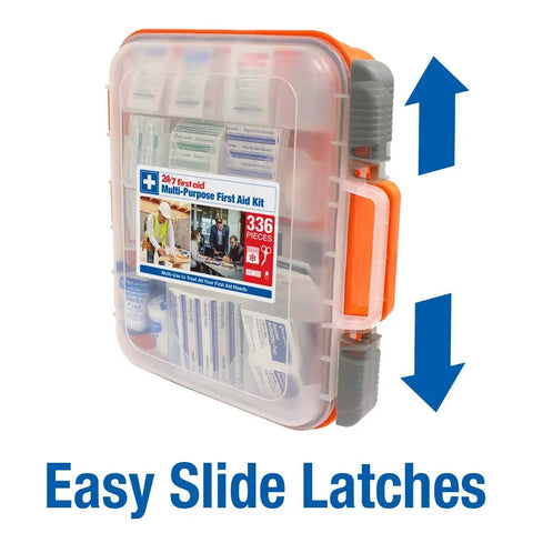 All-Purpose 100-Person Emergency First Aid Kit For Office, Home, And Car With OSHA Compliance, 336-Piece Kit with Easy-Slide Latches