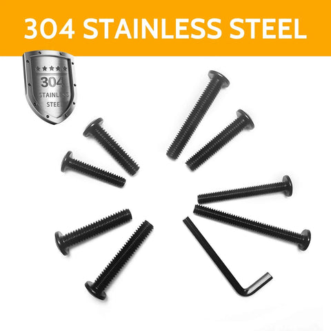 1/4-20 Stainless Steel Flat Head Hex Socket Cap Screws Bolts, 1 In, 25 Pcs, Black Oxide 304 (18-8) Stainless, Fully Threaded Machine Thread