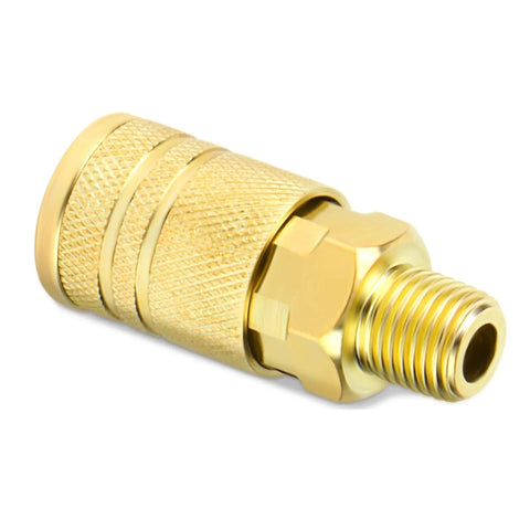 Heavy Duty 12 Piece One Quarter Inch NPT Male Quick Connect Air Couplers Set Steel Construction Interchangeable With Most Brands 300 PSI Max Working Pressure Ideal for Air Tools and Quick Tool Lineups