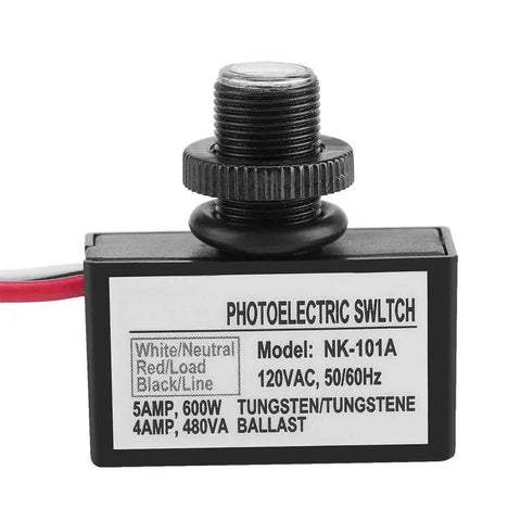 Automatic Dusk To Dawn Photocell Switch With 120VAC Light Sensor For Lamps And Lighting Systems, model NK-101A front view
