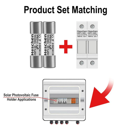 Product set matching with PV Solar Fuse Holder 2 Pole With 35mm DIN Rail Mount For Solar Arrays HSPV 30D DC 1000V 32A