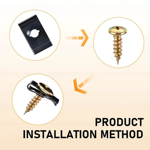 Installation method of 170 Piece Car U Clips And Screw Kit with Zinc Screws and Spring Steel U Clips for Universal Auto Fasteners