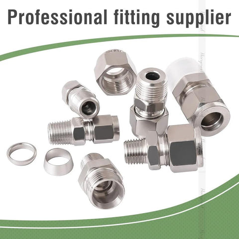 Stainless steel 304 compression fittings set for 1/2 in OD tubes to 1/2 NPT male threads