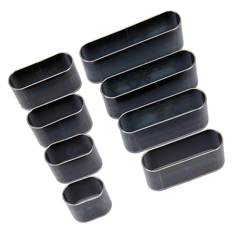 Pro Grade 8 Piece Leather Hole Punch Set With High Carbon Steel Punch Dies, shown in various sizes for crafting projects.