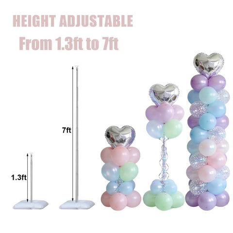 12Ft Table Balloon Arch Kit With Column Stand For Parties Birthday Wedding showing adjustable height from 1.3ft to 7ft
