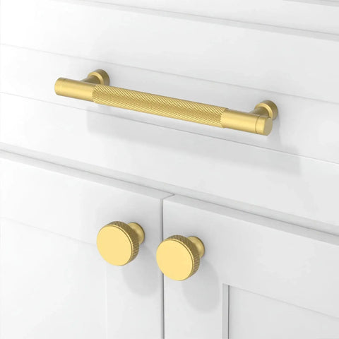 10 Pack Brushed Gold Knurled Cabinet Pulls 5 Inch 128mm Ideal For Kitchen Cabinets And Drawers Durable Metal Hardware With Easy Installation