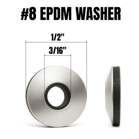 #8 EPDM bonded sealing washer, stainless steel backing, 1/2 in OD, 3/16 in ID, 100 pcs