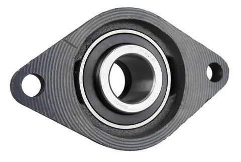 1-1/4 Inch Two Bolt Flange Bearing With Lock Collar Cam Lock Eccentric, cast iron housing, front view showing bolt holes and bore