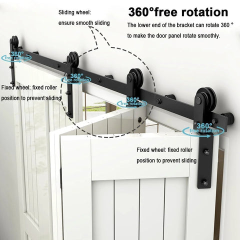 7 Foot Bi Fold Barn Door Hardware Kit For Four Doors Track System Fits Door Openings Up To Eighty Inches With Smooth Quiet Glide