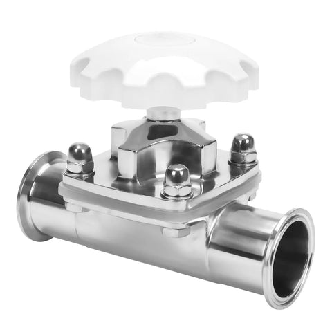 DERNORD sanitary diaphragm valve with silicone seal, 316L stainless steel body, 2-inch tri-clamp ends