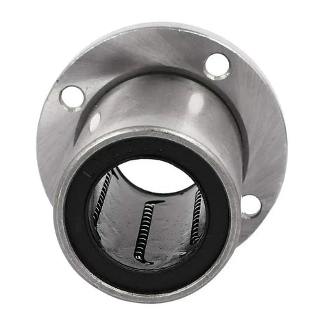 Front view of Flange Bearing Linear Ball Bearing LMF6UU Shaft Bushing for CNC Machines and 3D Printers, sealed on both sides.