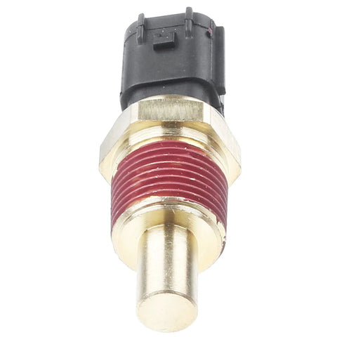 Side view of A-Premium engine coolant temperature sensor with red-thread brass body and black plastic connector