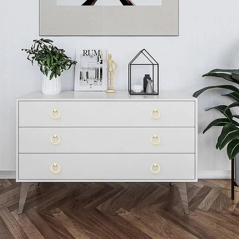 8 Piece Aluminum Ring Pulls For Dresser And Drawer Furniture Hardware Single Hole Wardrobe Handles In Gold Finish installed on dresser