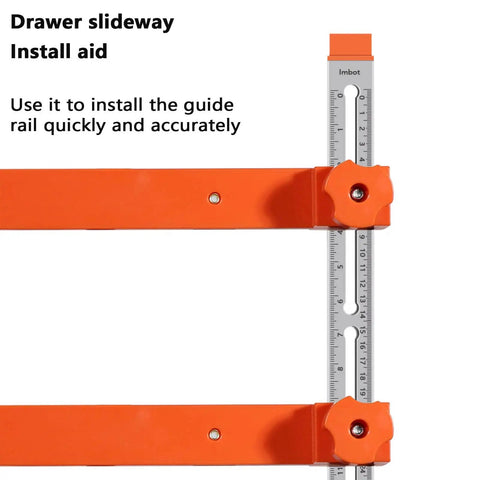 Toggle Clamp And Magnetic Arm Drawer Slide Jig For Fast Cabinet Installations With Dual Scale Construction In Imperial And Metric