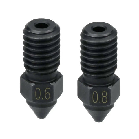 Beefy Hardened Steel Nozzles For 3D Printing Spider Hotend High Speed And High Temp 0.6mm And 0.8mm Dual Pack Up To 450C Compatible With Ender 7 Ender 5 S1 Creality Printers - Front view of 0.6mm and 0.8mm nozzles
