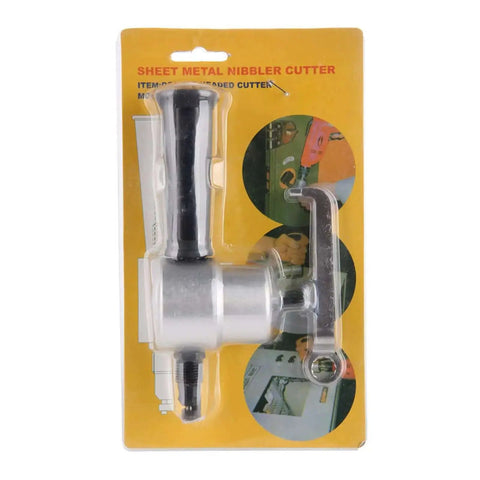Double Head Metal Nibbler Drill Attachment For Electric And Pneumatic Tools, 160A Cutter in packaging for handheld drills.