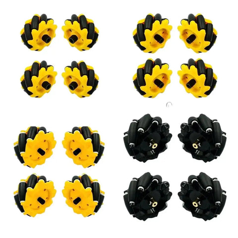 4 Pack Mecanum Wheels Set 48mm 60mm 80mm 97mm High Hardness Plastic Omni Directional for TT Motor Smart Robot Car with 6mm Hubs Easy Install