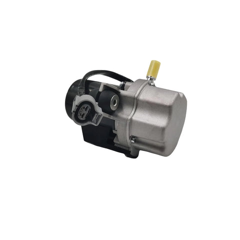 PNEUGO 12V brake booster vacuum pump kit, silver aluminum housing with black motor and yellow port cap