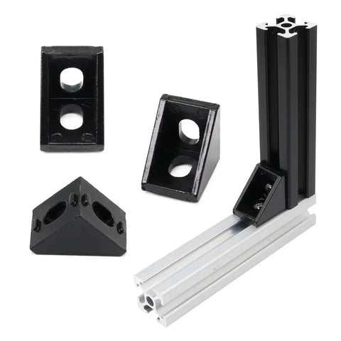 Ten Pack 20mm Aluminum T Slot Corner Brackets For 90 Degree Joins With M5 Bolts And Nuts Fits 2020 2040 20 Series Profiles Black Finish