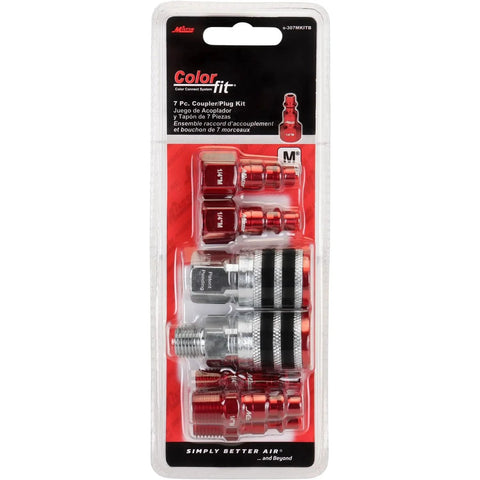 Colorfit M Style Coupler And Plug Kit With Rubber Bumpers 7 Piece Heavy Duty Set For Quarter Inch NPT Quick Connect Hose Fittings