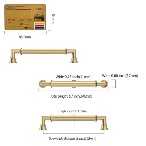 Diagram of 10 Pack Champagne Bronze Cabinet Pulls For Kitchen Cabinets And Drawers, 5 Inch Hole Center, Solid Zinc Alloy Handles
