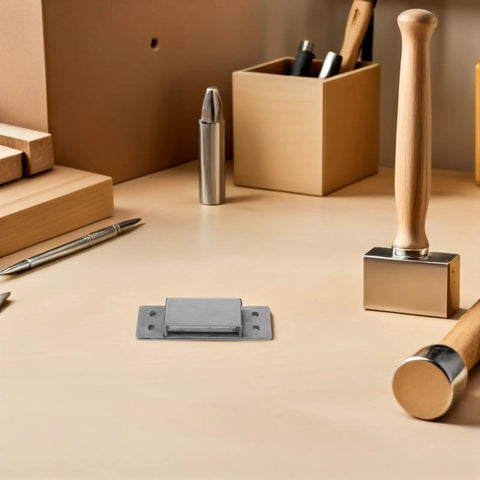 Sleek Hidden Concealed Cabinet Hinges With Adjustable Flush Mount for Secret Doors on workbench, silver finish, by DOITOOL