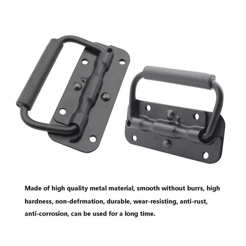 Two Pack Spring Loaded Pull Handles For Chests And Trunks Surface Mount With Rubber Grip Heavy Duty Hardware For Storage Boxes And Crates