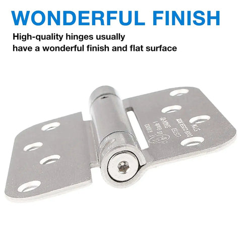 Beefy Self Closing Door Hinges Satin Nickel Finish 4x4 Inch Spring Loaded 5/8 Radius Exterior Use 8-Hole flat finish