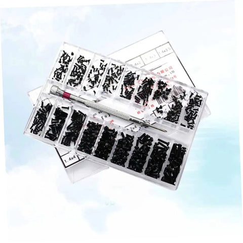 Miniature Screw Assortment Kit With 18 Sizes In Transparent Storage Case Flat Head Round High Hardness Tiny Screws For Glasses