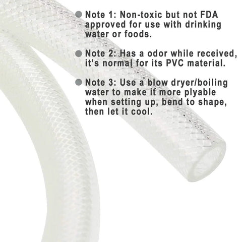 Close-up of Heavy Duty Braided Clear PVC Tubing Three Eighth Inch ID 50 Feet High Pressure Reinforced Hose with visible braid texture.
