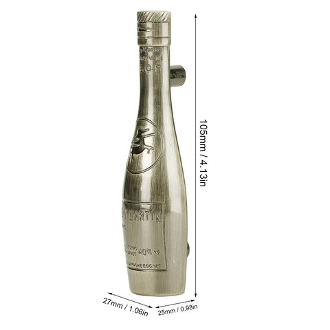 Wine Bottle Shaped Cabinet Drawer Knobs 4-Piece Set Made From Zinc Alloy Vintage Retro Style Blue Ancient Finish side view