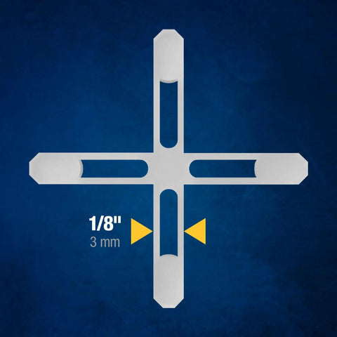 1/8 Inch Hard Tile Spacers for Traditional or Leave-In Installations, featuring pro-grade design with longer legs and solid tips
